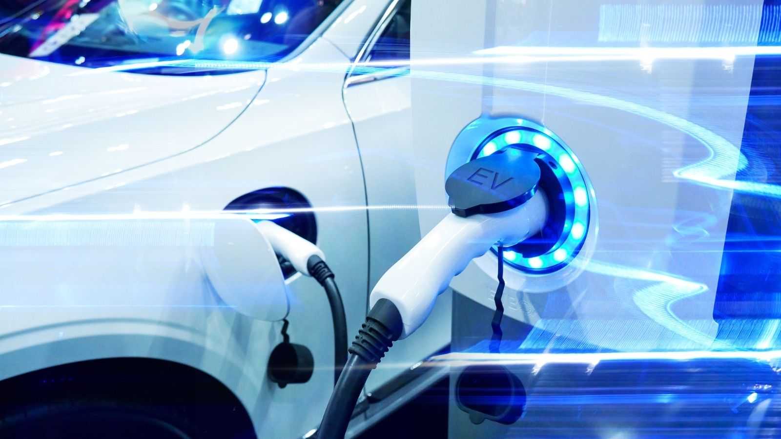 White car connected to the charging station
