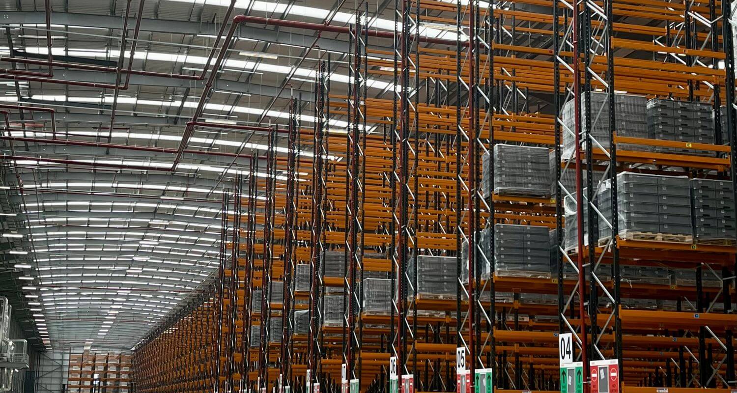 High racks for storage in a warehouse