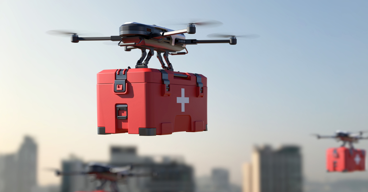 Drones transporting medical aid