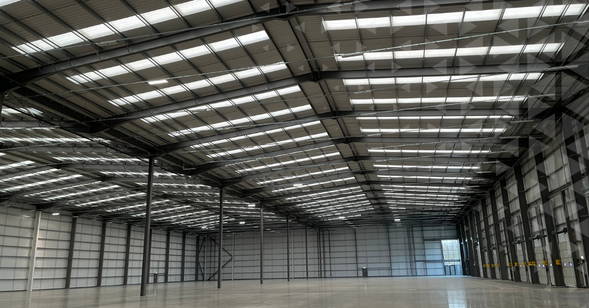 A large, empty warehouse hall
